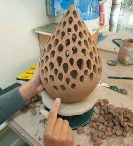 Coil built lamp by Herle Mette Andersen. www.ceramicforms.com