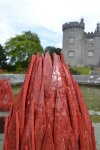 Ceramic water sculpture - 'Seeing Red' by Michelle Maher. Shown here at CONNECTED (2020) in Kilkenny Castle Gardens, Co. Kilkenny. Exhibition run by National Design & Craft Gallery. Inspired by patterns in nature, it was sculpted in a grogged clay body and high fired in an electric kiln to Cone 9. www.ceramicforms.com Social: @ceramicforms