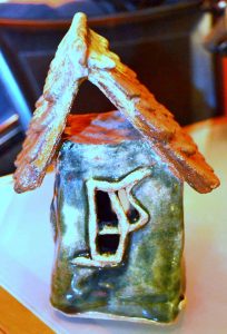 Modelled house lantern, Dublin ceramic Class. Fired in an electric kiln to 1260°C (Cone 8). www.ceramicforms.com