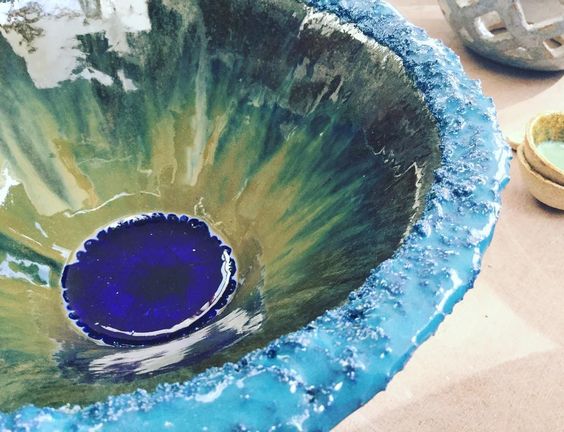 Ceramic bowl detail by Róisín Ní Dhúshláine. #ceramics #Dublin #CeramicClass #stoneware #handmade #cone8 #glaze #glass #loveclay #ceramicstudio #ceramicforms