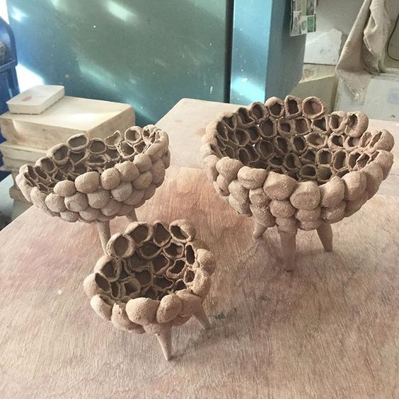 Sculptural vessels modelled by Annie O'Neill, Dublin ceramic class. #handmade #ceramicforms #dublin #ceramicclass #process #loveclay