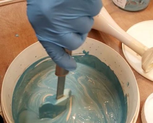 Mixing an engobe for my piece #TheSpaceInbetween. It's exciting getting to start glazing some of them! And scary too! 😂 #studiolife #loveclay #irishceramics #sculptureincontext #BotanicGardens #michellemaher www.ceramicforms.com