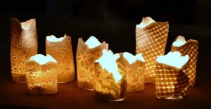 Hand built porcelain candle holders at Dublin based ceramic course. www.ceramicforms.com